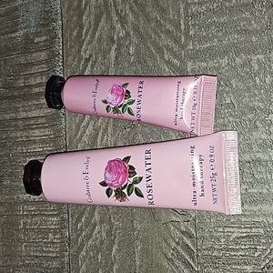 2 Crabtree & Evelyn rosewater hand creams 0.9oz and 0.35oz new unopened